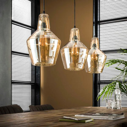 Hängelampe Braunglaskegel von lefurn.de mit kegelförmigem Glasdesign, ideal für moderne Innenräume.