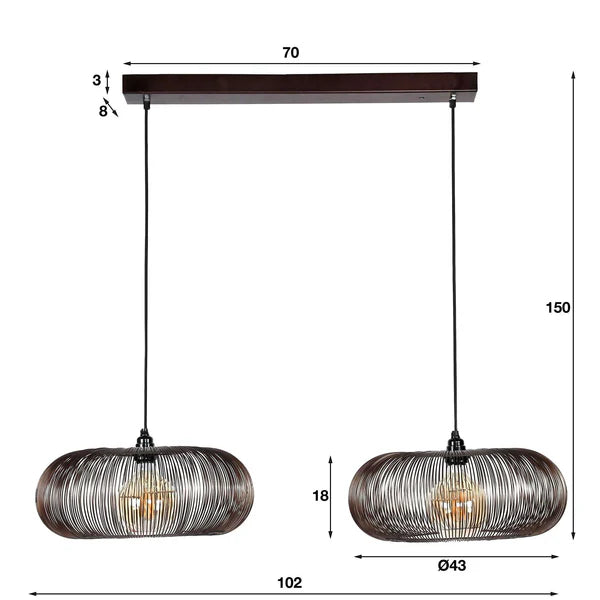 Kupfer-Hängelampe 2L von lefurn.de