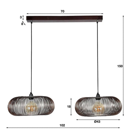 Kupfer-Hängelampe 2L von lefurn.de