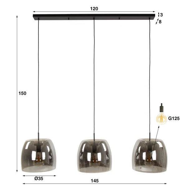 Hängelampe Drift Glas 3L von lefurn.de