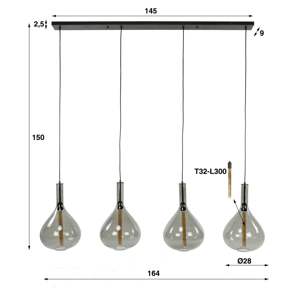 Rauchgraue Hängelampe Drop von lefurn.de