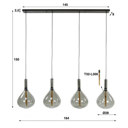 Rauchgraue Hängelampe Drop von lefurn.de