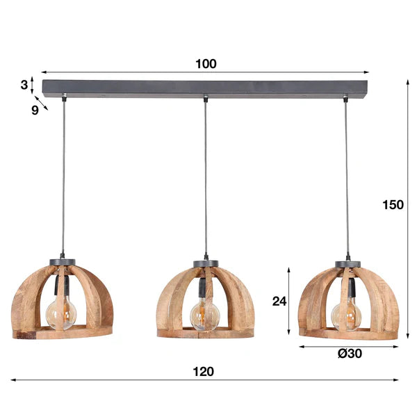 Hängelampe Holzbogen 3L - lefurn.de
