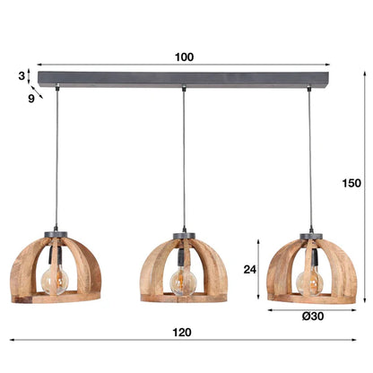 Hängelampe Holzbogen 3L - lefurn.de