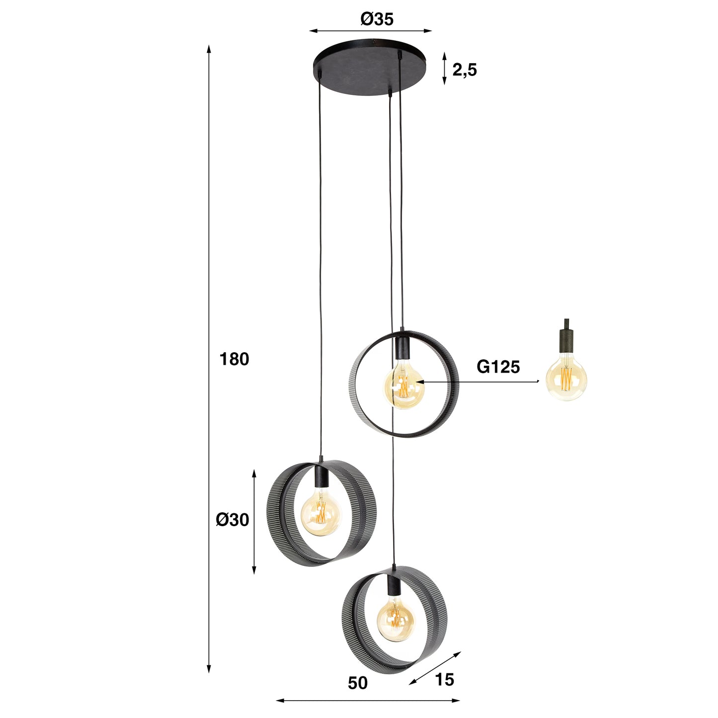 Hängelampe Lochblech 3L - lefurn.de
