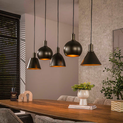 Moderne Metallo 5F Hängelampe von lefurn.de mit schwarzem Metallgestell und warmem Licht für stilvolle Raumbeleuchtung