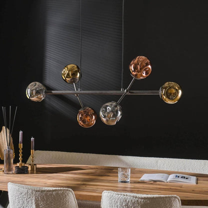 Moderne Hängelampe Molecule von lefurn.de mit eleganten, geometrischen Leuchtelementen, ideal für Wohnzimmer und Essbereich