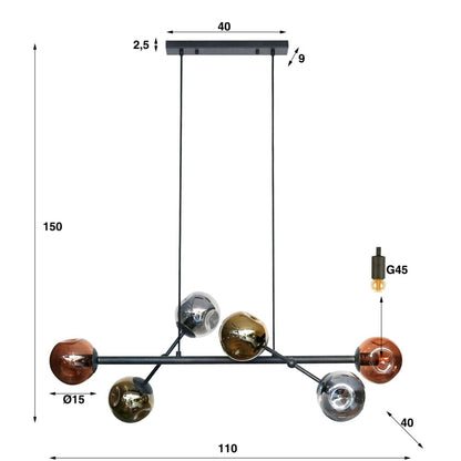 Moderne Hängelampe Molecule von lefurn.de mit stilvollem Design und mehreren Lichtquellen, ideal für Wohnzimmer oder Essbereich