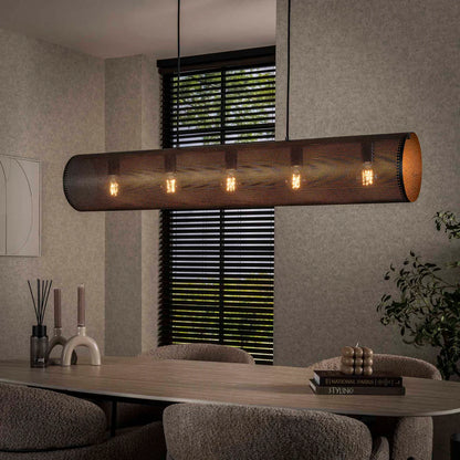 Hängelampe Rohr Mesh von lefurn.de mit modernem Metalldesign und geometrischer Form, ideal für Wohnzimmer oder Essbereich.