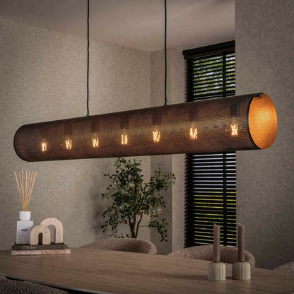 Große Hängelampe Rohr Mesh XL von lefurn.de mit modernem Design, sichtbare Drahtstruktur und elegantes Lichtdesign.