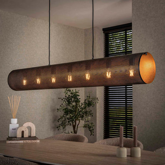 Große Hängelampe Rohr Mesh XL von lefurn.de mit modernem Design, sichtbare Drahtstruktur und elegantes Lichtdesign.