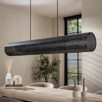 Hängelampe Rohr Mesh XL von lefurn.de, modern design mit Metallnetz, ideal für Wohnzimmer oder Essbereich, Pendellampe in schwarz