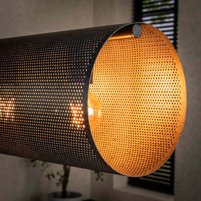 Hängelampe Rohr Mesh XL von lefurn.de, moderne Pendellampe mit Metallnetzdesign, ideal für Esszimmer oder Wohnzimmer.
