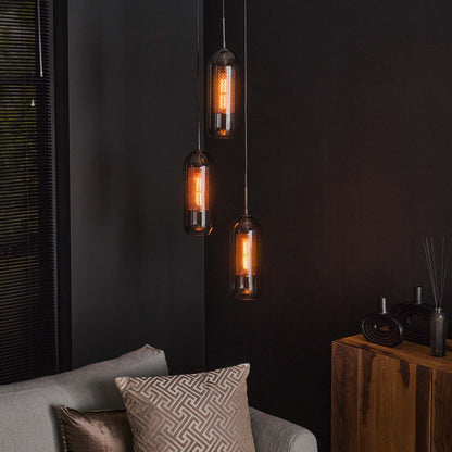 Hängelampe Smoke Glass 3L von lefurn.de mit rauchgrauem Glas, stilvolle Beleuchtung für Wohnräume