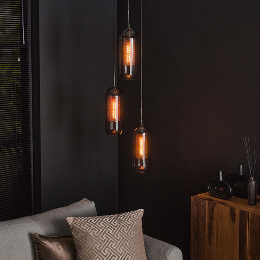 Hängelampe Smoke Glass 3L von lefurn.de mit rauchgrauem Glas, stilvolle Beleuchtung für Wohnräume