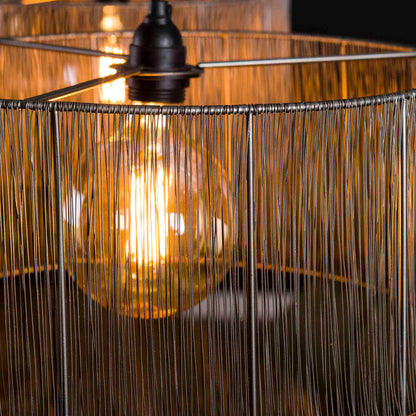 Hängelampe Stringshade von lefurn.de mit schwarzem Kabel und schirmförmigem Lampenschirm aus Stoff, moderne Beleuchtung für Zuhause