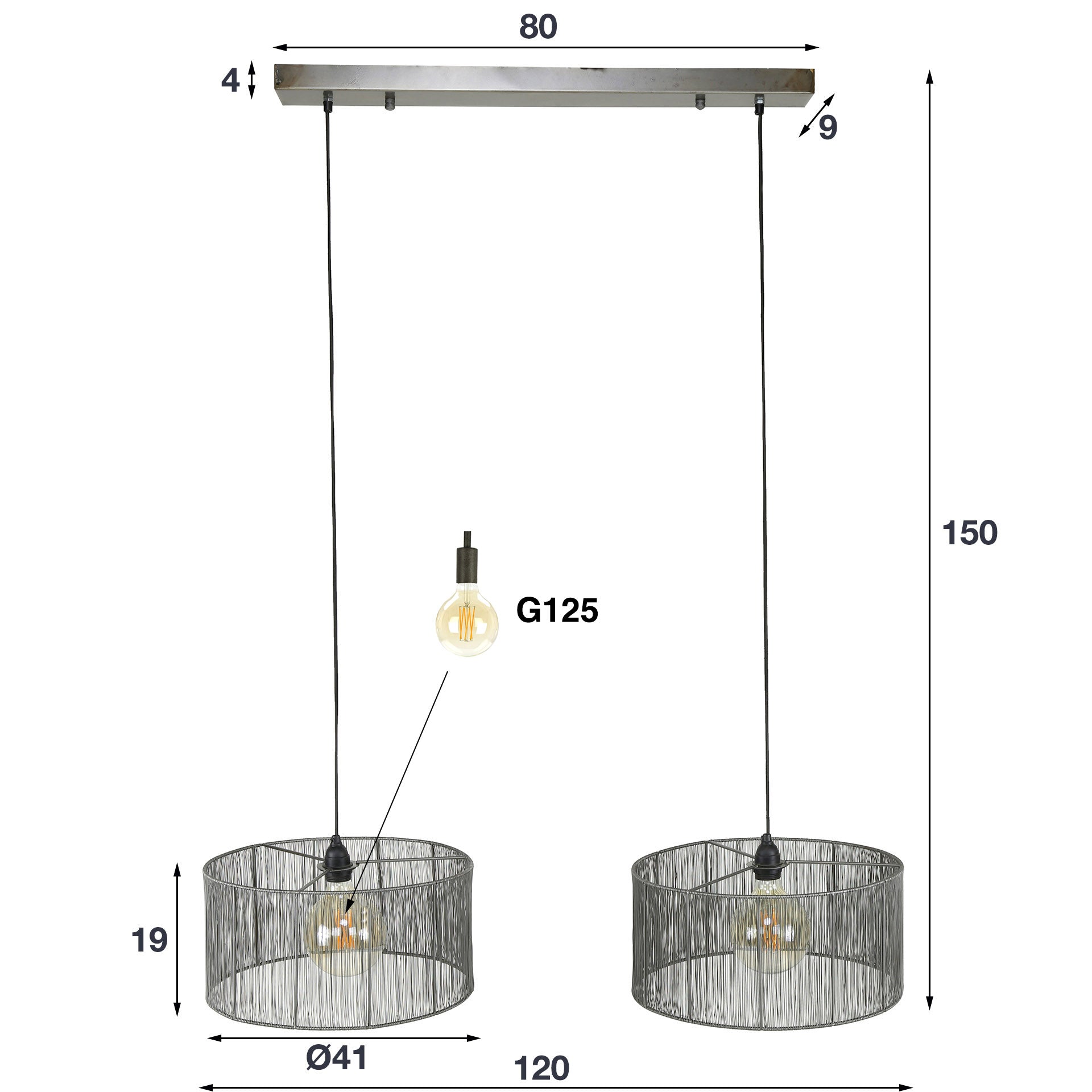 Hängelampe Stringshade von lefurn.de mit eleganter, schlichter Design und warmem Licht, ideal für moderne Wohnräume