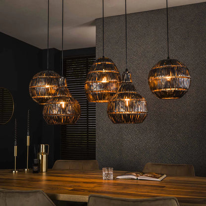Moderne Hängelampe Strip Multi Shade von lefurn.de mit bunten Lampenschirmen, ideal für Wohnzimmer und Essbereich.
