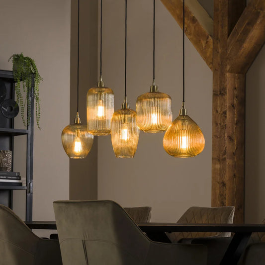 Moderne Hängelampe Stripe Mix von lefurn.de mit gestreiftem Design, ideal für stilvolle Beleuchtung im Wohnraum.