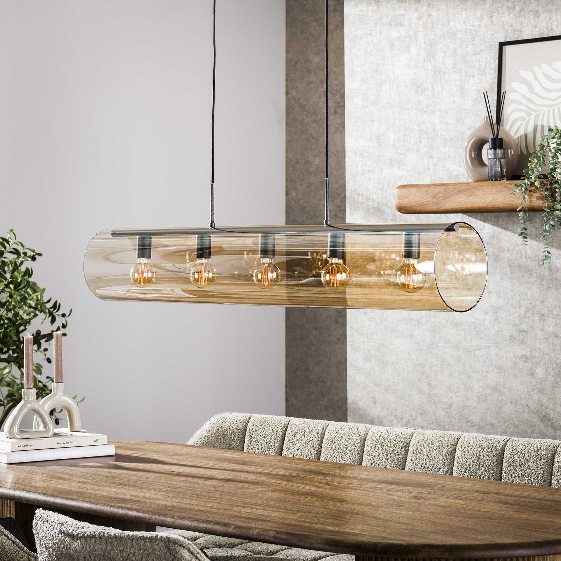 Hängelampe Tube Glas von lefurn.de mit transparentem Glaskörper und modernem Design für stilvolle Beleuchtung.