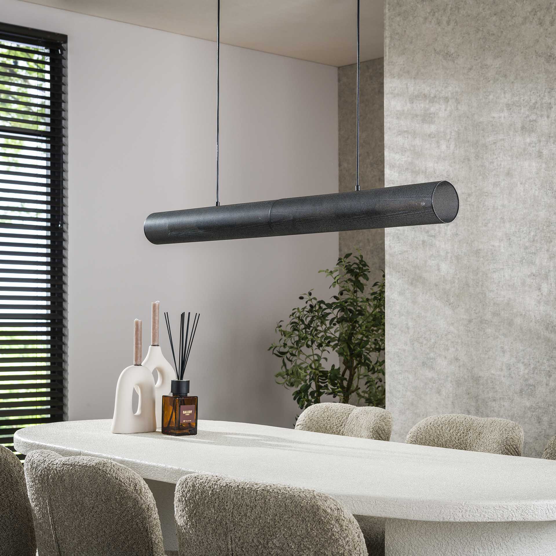 Hängelampe Tube Mesh von lefurn.de mit modernem Metallgitter-Design, ideal für Wohnzimmer oder Essbereich.