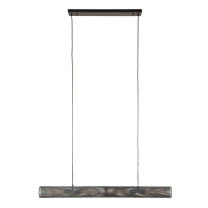 Moderne Hängelampe Tube Mesh von lefurn.de mit schwarzem Metallgestell und Mesh-Schirm, ideal für Wohnzimmer.