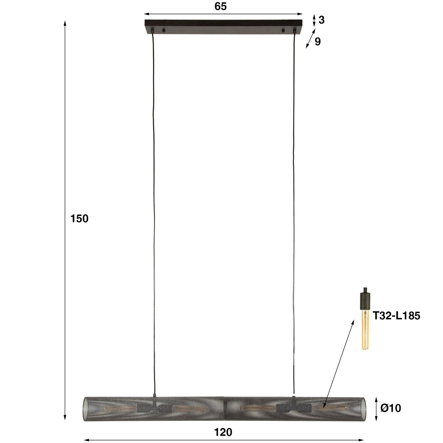 Moderne Hängelampe Tube Mesh von lefurn.de mit filigranem Metallgitter-Design für stilvolle Beleuchtung.