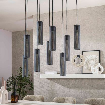 Hängelampe Tube Mesh 9L von lefurn.de, moderne Deckenleuchte mit Mesh-Design, sichtbar an der weißen Hängelampe.
