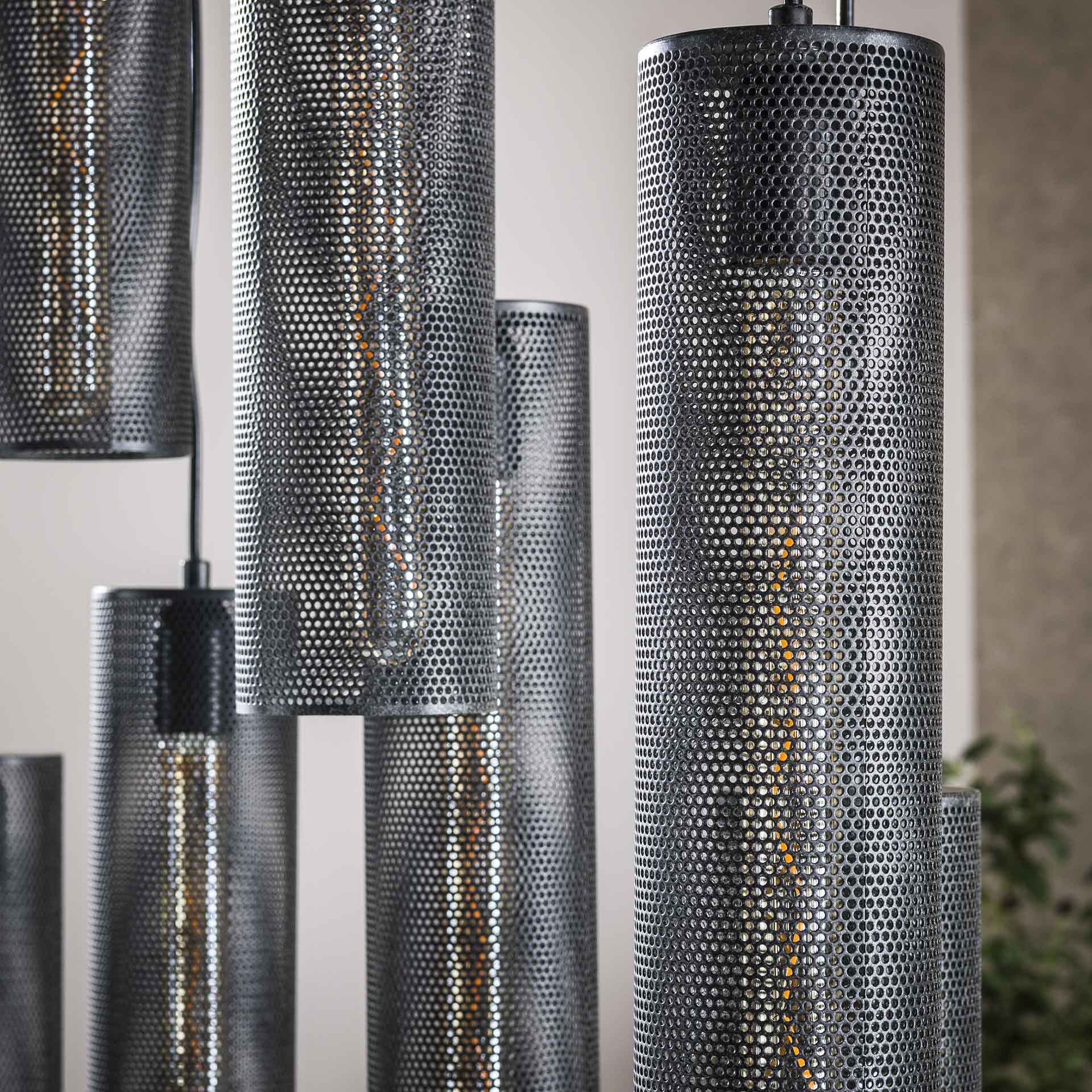Hängelampe Tube Mesh 9L von lefurn.de, moderne Pendelleuchte mit Mesh-Design, ideal für Esszimmer oder Wohnzimmer.