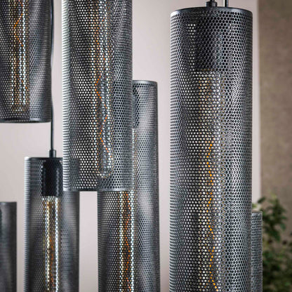 Hängelampe Tube Mesh 9L von lefurn.de, moderne Pendelleuchte mit Mesh-Design, ideal für Esszimmer oder Wohnzimmer.