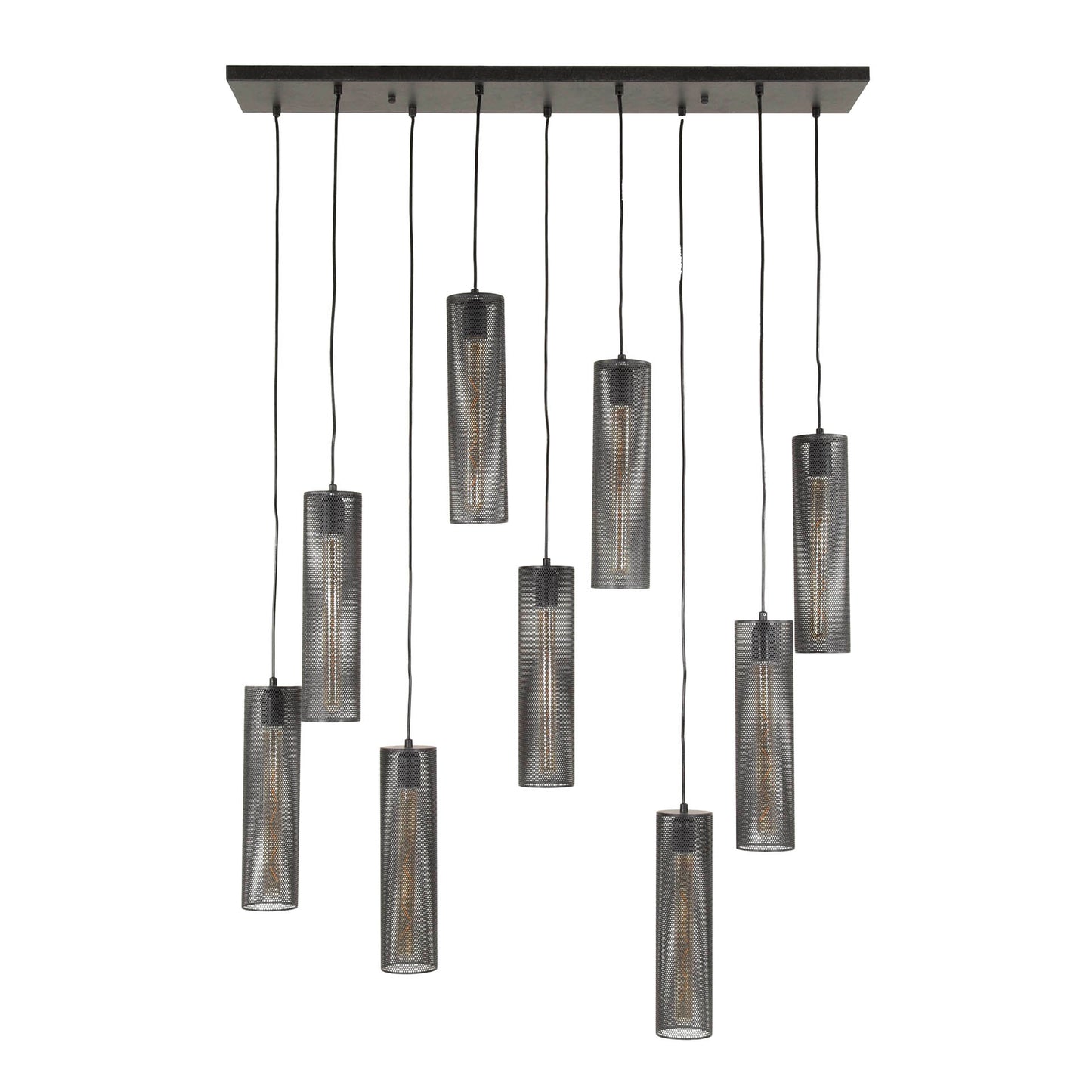 Hängelampe Tube Mesh 9L von lefurn.de mit modernem Mesh-Design, ideal für Esszimmer oder Wohnzimmer, aus Metall gefertigt.