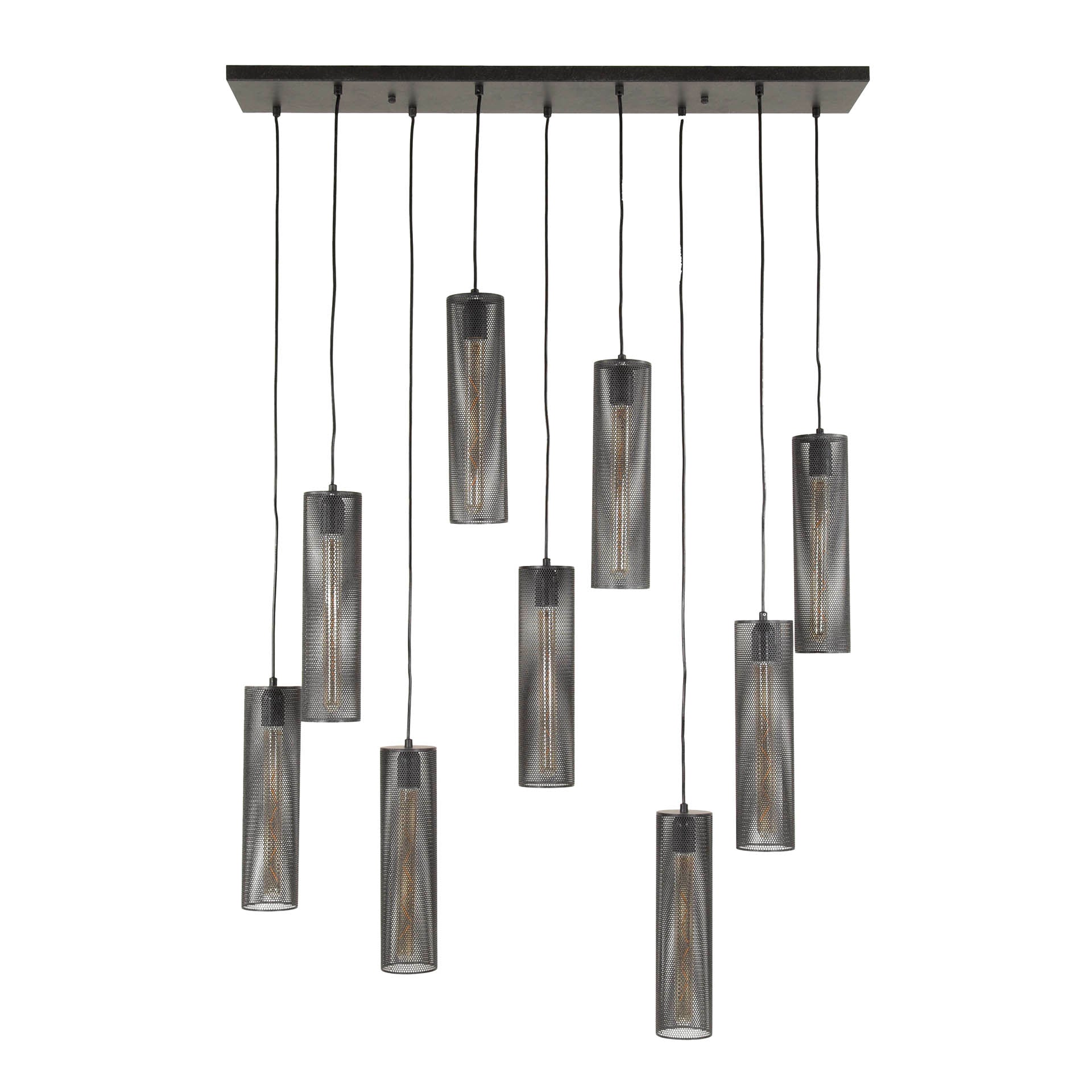 Hängelampe Tube Mesh 9L von lefurn.de mit modernem Mesh-Design, ideal für Esszimmer oder Wohnzimmer, aus Metall gefertigt.
