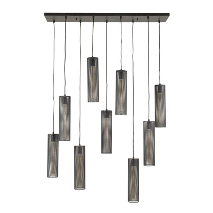 Hängelampe Tube Mesh 9L von lefurn.de mit modernem Mesh-Design, ideal für Esszimmer oder Wohnzimmer, aus Metall gefertigt.
