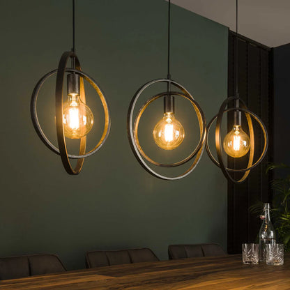 Hängelampe Turn Around 3L von lefurn.de mit drei runden Lampenschirmen, modernes Design für Wohnzimmer oder Essbereich