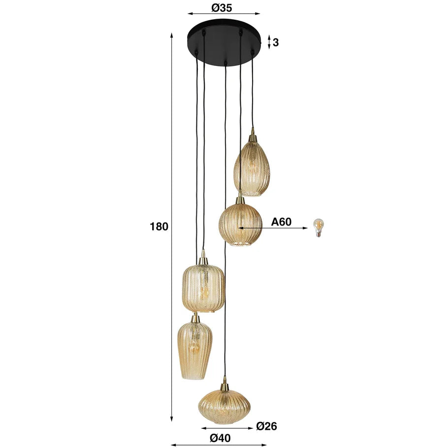 Moderne V-Shape Hängelampe von lefurn.de mit fünf Leuchten, ideal für Esszimmer und Wohnzimmer, stilvoll und funktional.
