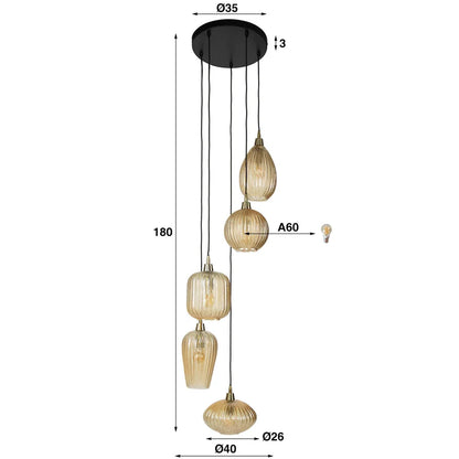 Moderne V-Shape Hängelampe von lefurn.de mit fünf Leuchten, ideal für Esszimmer und Wohnzimmer, stilvoll und funktional.