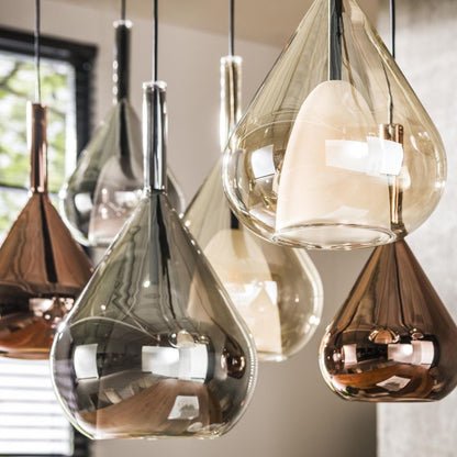 Hängelampe Wings Mix Glas von lefurn.de mit mehreren bunten Glaslampen, modern und stilvoll für Wohnräume
