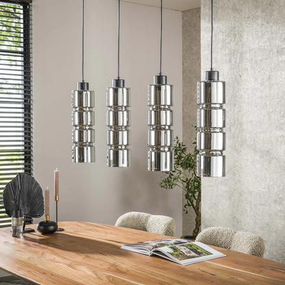 Hängelampe Zylinder aus Glas von lefurn.de, modernes Design, klare Glasfassung, ideal für Wohnzimmer oder Essbereich