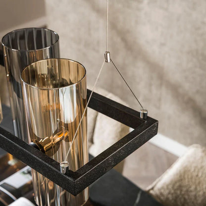 Hängelampe Zylinder Mix Glass von lefurn.de, moderne Pendelleuchte mit transparentem Glasdesign, ideal für Esszimmer oder Wohnzimmer