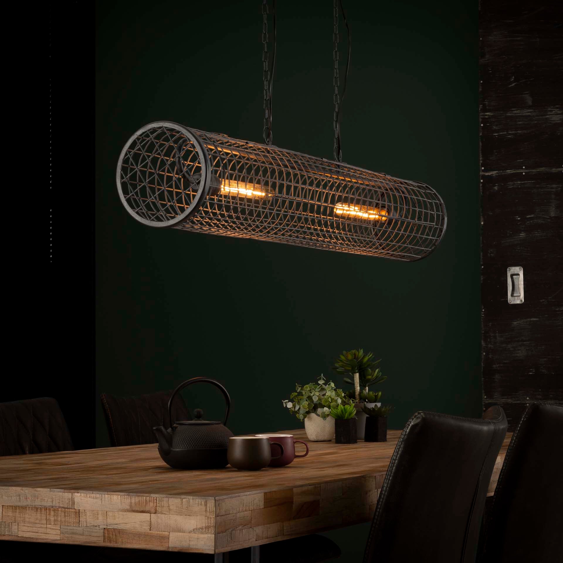 Hängelampe Zylindergeflecht aus Lefurn.de mit modernem Design, geflochtene Struktur und warmem Licht für Wohnzimmer oder Essbereich