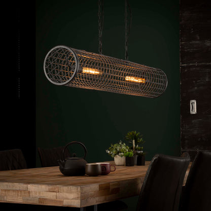Hängelampe Zylindergeflecht aus Lefurn.de mit modernem Design, geflochtene Struktur und warmem Licht für Wohnzimmer oder Essbereich