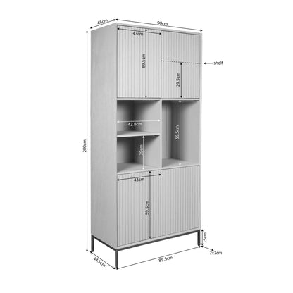 Hochschrank Madison Braun von lefurn.de mit stilvollem Holzdesign und großzügigem Stauraum, Blick auf die elegante Oberfläche.