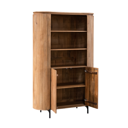 Heller Wandschrank Solana Natur, Highboard von lefurn.de, mit Holzoptik und Stauraum, modernes Design für Wohnzimmer.