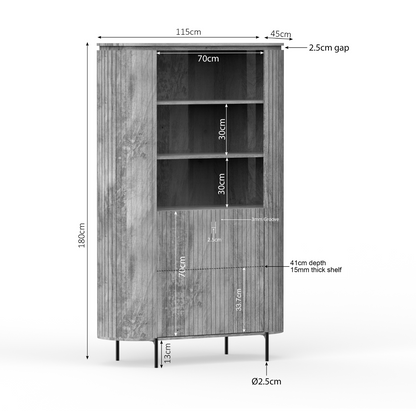Hochwertiger Wandschrank Solana Natur von lefurn.de, modernes Highboard mit Holzoptik und Stauraum, sichtbare Front mit Türen und Ablageflächen