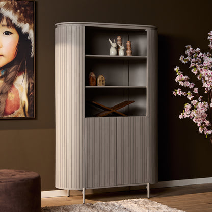 Hochwertiger Wandschrank Solana in Taupe, moderner Highboard von lefurn.de mit stilvollem Design und Stauraum.