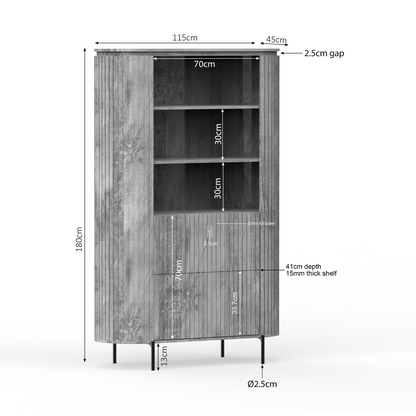 Hochschrank Solana Taupe von lefurn.de, moderner Wandschrank mit Stauraum, aus Holz mit taupefarbener Oberfläche.