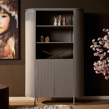 Hochwertiger Wandschrank Solana in Taupe von lefurn.de, moderner Highboard mit Stauraum und eleganter Oberfläche