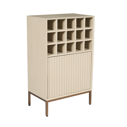 Sandfarbener Weinschrank Madison aus Kommode von lefurn.de mit Holzoptik und Stauraum, ideal für Weinlagerung.