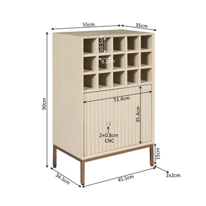 Sandfarbener Weinschrank Madison Kommode von lefurn.de mit stilvollem Design und praktischen Ablageflächen.