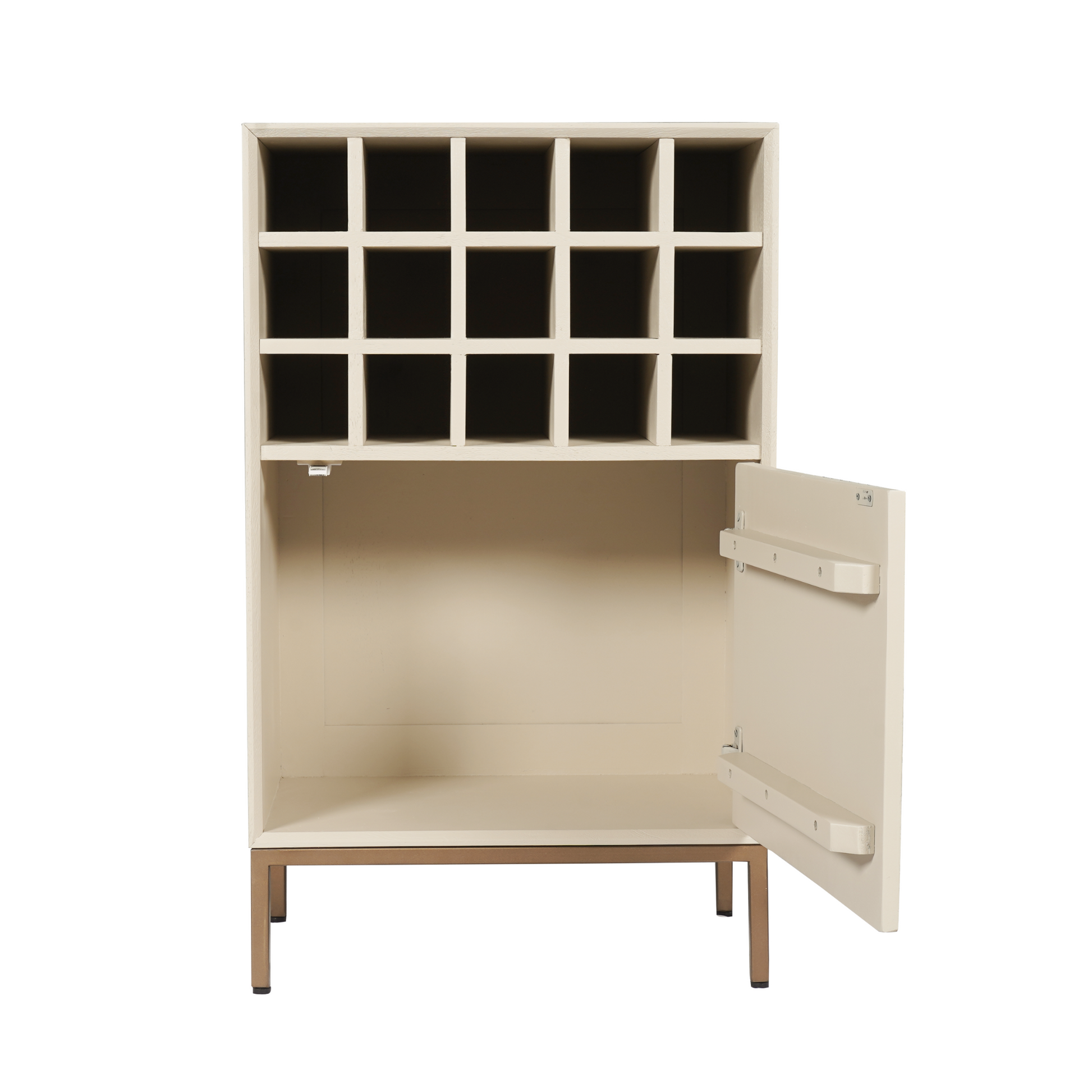 Weinschrank Madison Sand aus Holz, beige Kommode mit Stauraum, ideal für Weinlagerung und stilvolle Aufbewahrung